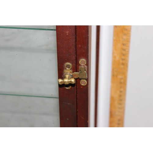 158 - An early 20th century mahogany table top display case with 4 glass shelves, approx 58cm tall x 30cm ... 