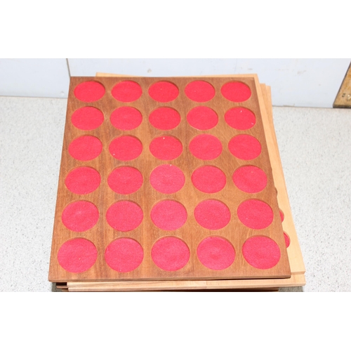 3B - Qty of loose wooden coin display trays