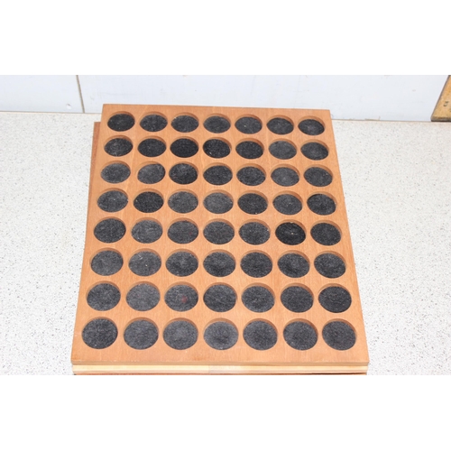 3B - Qty of loose wooden coin display trays