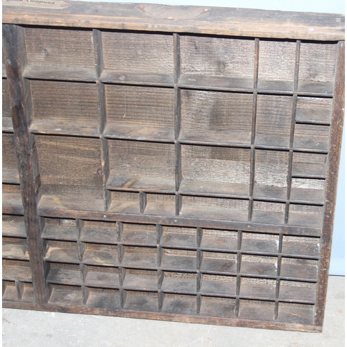 277 - Antique French wooden printers tray, approx 85cm x 50cm