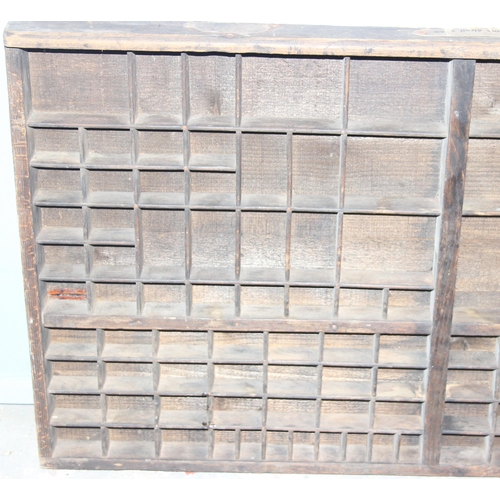 277 - Antique French wooden printers tray, approx 85cm x 50cm