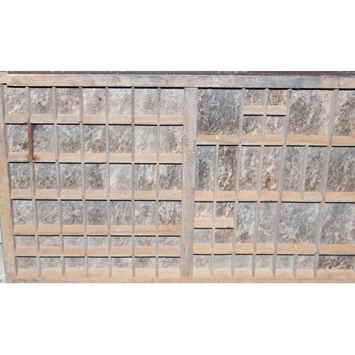 278 - Antique wooden printers tray, approx 83cm x 36cm