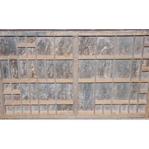 278 - Antique wooden printers tray, approx 83cm x 36cm