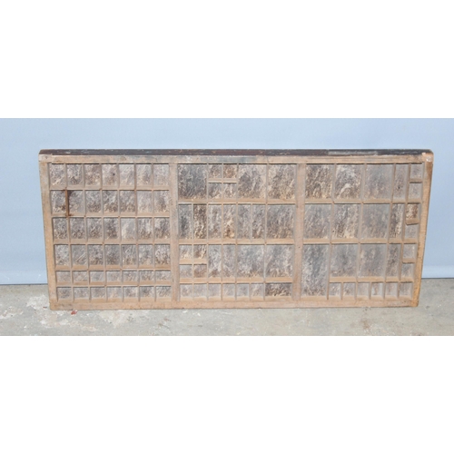 278 - Antique wooden printers tray, approx 83cm x 36cm