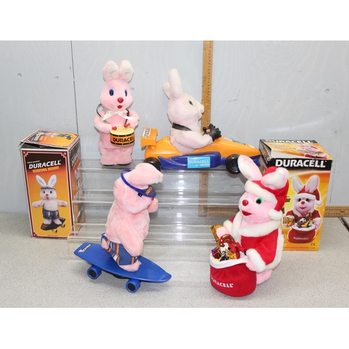 1544 - Selection of Duracell bunny toys to include Surfing Bunny and Santa Bunny