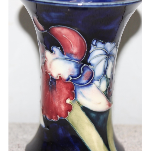 1683 - A small vintage Moorcroft Orchid pattern vase with flared rim, approx 10cm tall