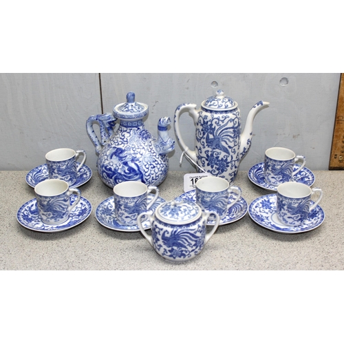 1684 - Noritake Howo part tea set in blue and white and another tea pot