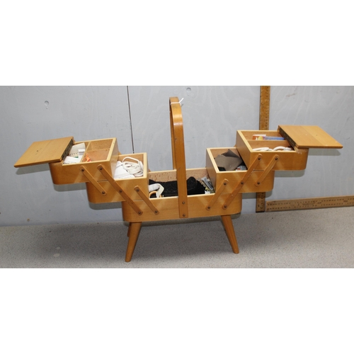 293 - Vintage cantilever sewing box with contents