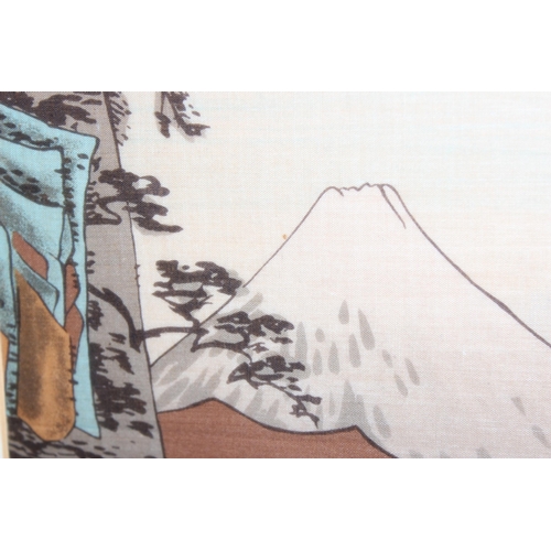 500 - 2 vintage Oxford related prints, an unsigned antique watercolour and a fabric print after Hiroshige