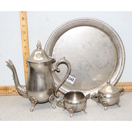 1048 - A vintage silver plated coffee set on tray