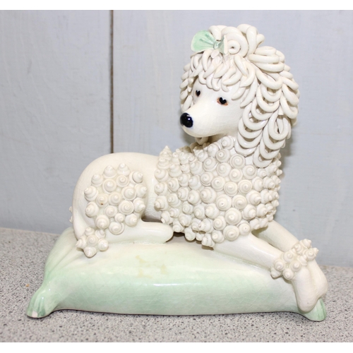 1677 - A vintage Doris Dawson ceramic poodle (slight AF) and a Dresden 