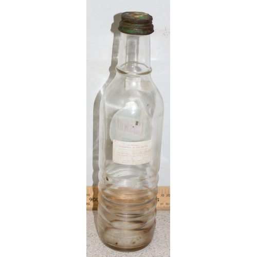 766 - Vintage Castrol glass oil bottle with adverting