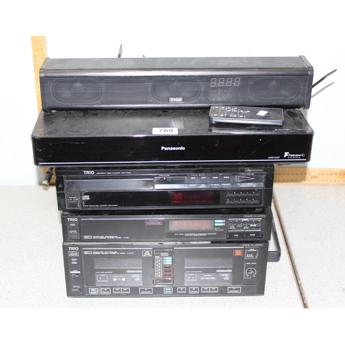 859 - Quantity of stereo equipment including Trio double cassette deck model X-5WG, a Trio Synthesizer a c... 