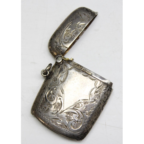 1035 - An antique silver vesta case, Birmingham 1923 by John Thompson & Sons