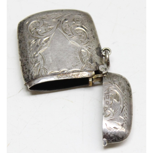 1035 - An antique silver vesta case, Birmingham 1923 by John Thompson & Sons