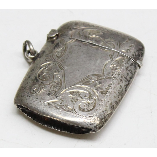 1035 - An antique silver vesta case, Birmingham 1923 by John Thompson & Sons