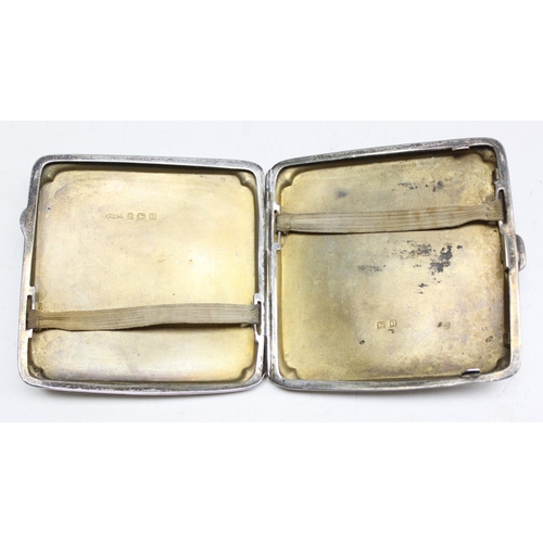 1054 - Silver cigarette case, Birmingham 1928  by Joseph Gloster Limited, approx 94.27g gross