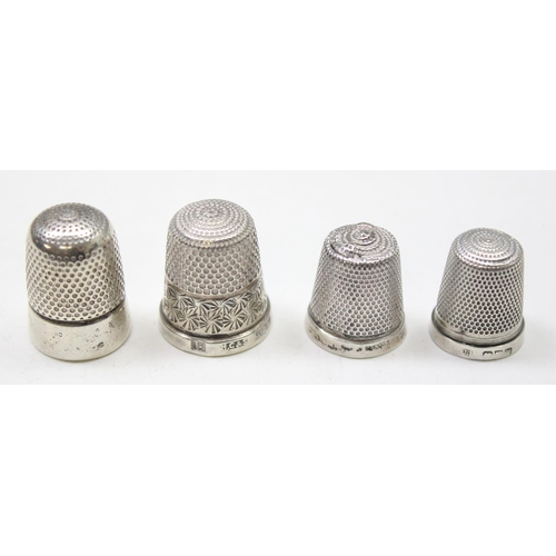 1057 - 8 assorted silver thimbles, all either hallmarked or XRF tested and a silver propelling pencil, Lond... 