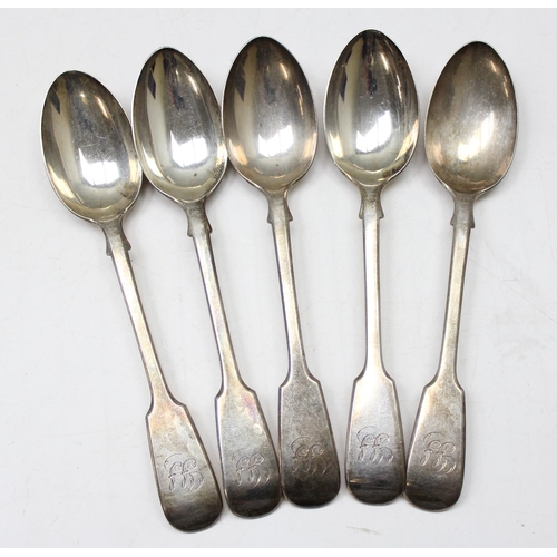 1065 - A set of 5 19th century silver tea spoons, Birmingham 1882 by Elkington & Co (Frederick Elkington), ... 