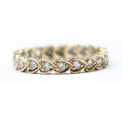 1197 - 9ct gold white stone eternity ring, approx size N, approx 2.21g gross