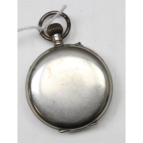 1305 - An antique French Hebdomas patent 8 day pocket watch in silver plated case, with painted enamel dial... 