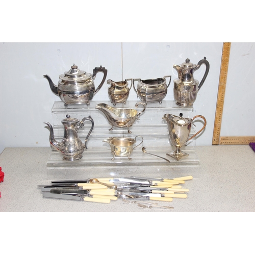 1063 - A large qty of assorted silver plated items, mainly antique to inc and Elkington silver plated tea s... 