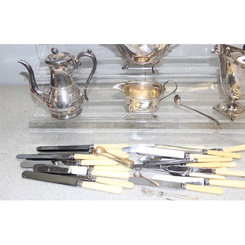 1063 - A large qty of assorted silver plated items, mainly antique to inc and Elkington silver plated tea s... 