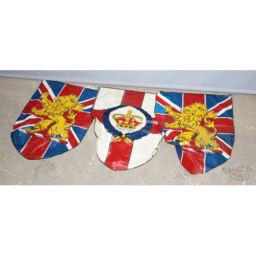 1414A - 10 vintage Union Jack commemorative parade flags on canes