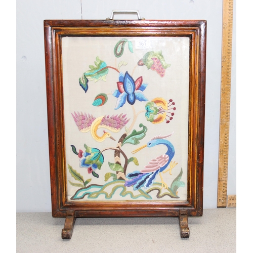 161 - Vintage glazed needlework fire screen