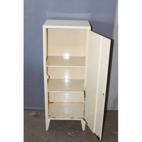 162 - Mid century white painted steel cabinet, approx. 125cm high & 46cm wide