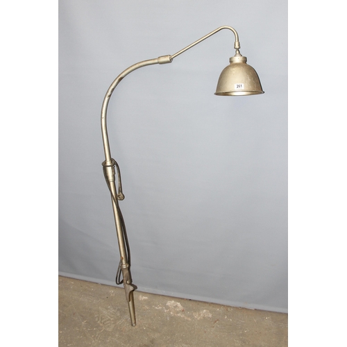 261 - Large swan-neck industrial metal lamp with mounting bracket