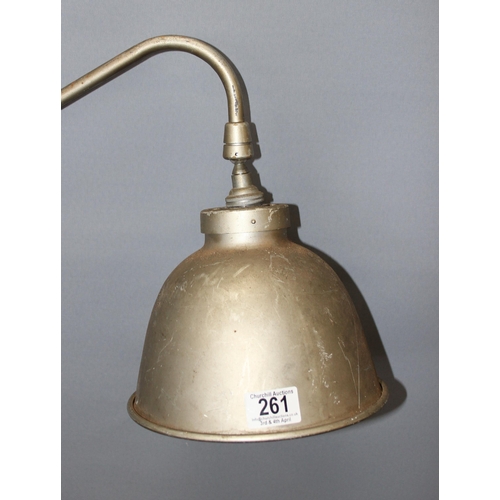 261 - Large swan-neck industrial metal lamp with mounting bracket