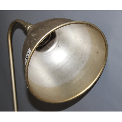 261 - Large swan-neck industrial metal lamp with mounting bracket