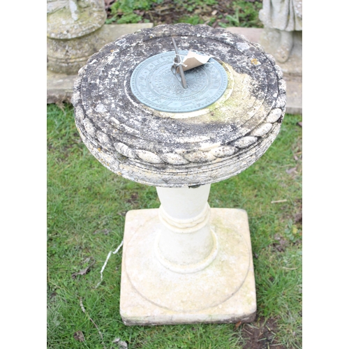 320 - Sundial on concrete pedestal, approx 65cm tall