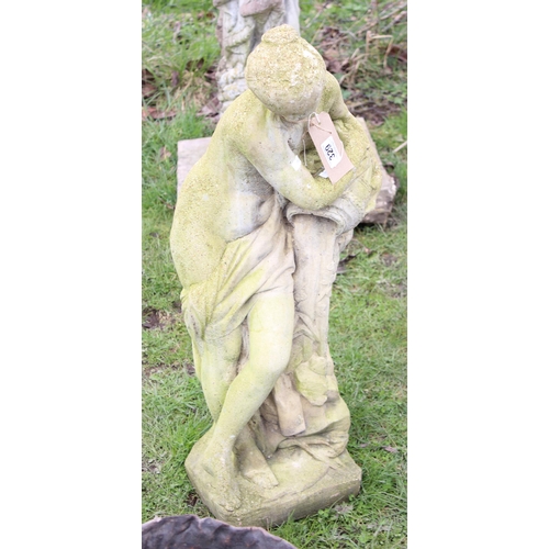 329 - Large concrete statue of a lady pouring from a vase, approx. 80cm high