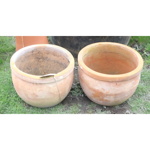 340 - 2 large garden terracotta pots, each approx 43cm in diameter