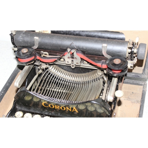 715 - Antique Corona No.3 folding typewriter in original box