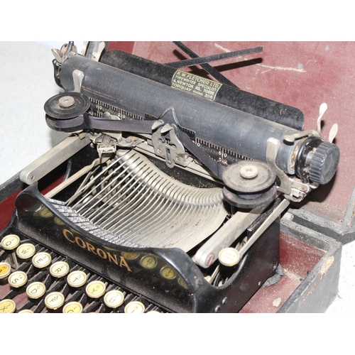 716 - Antique Corona No.3 folding typewriter in original box