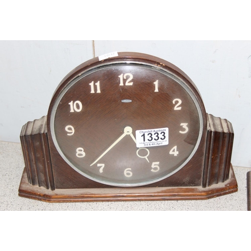 1333 - 3 vintage oak cased clocks to inc Bulle-Clock with unusual mechanism and Deco style Metamec