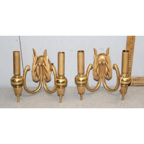 262 - A pair of classical style gilt metal wall lights