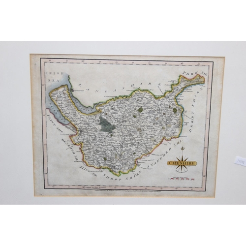 506 - Antique map of Cheshire by J. Cary 1787, with hand colouring, approx 50cm x 40cm inc frame