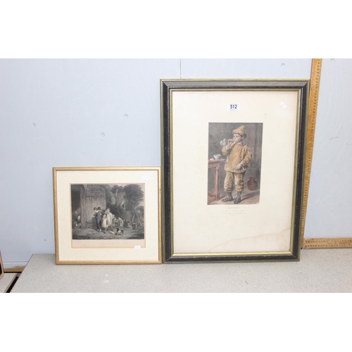 512 - 2 framed antique prints, 