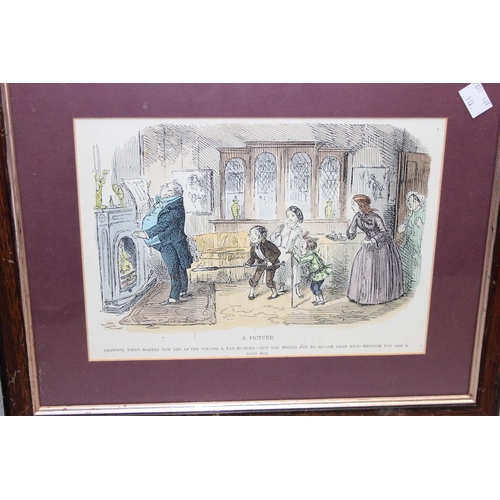 513 - 5 vintage comedic and satirical prints, all framed, some early 20th century