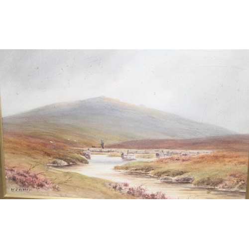 519 - W.J. Gibbs (XX), 2 antique watercolours in gilt frames of Scottish highland landscapes, each approx ... 