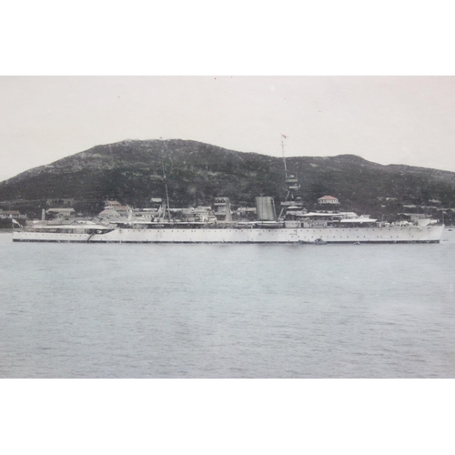 523 - 2 large antique coloured panoramic photographs, one of Venice the other of a bay with ships, each ap... 