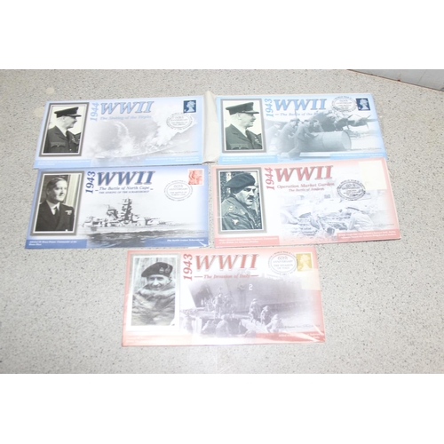 641 - Stamps - 17 Commemorative WW2 covers, GB.