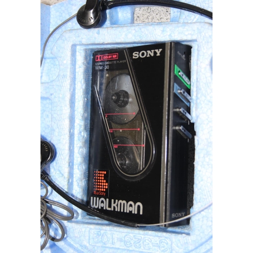 873 - Sony WM-30 Walkman with original box, black finish