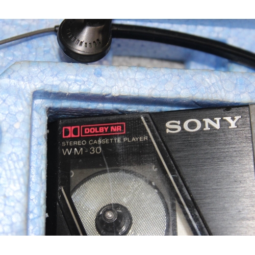 873 - Sony WM-30 Walkman with original box, black finish