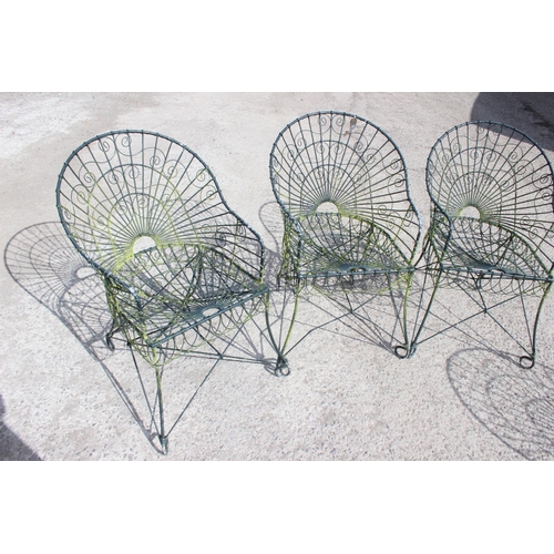 349 - A set of 4 Victorian style wirework garden chairs