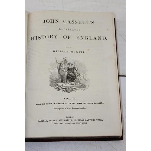 587A - John Cassell's Illustrated History of England, 2 half leather bound volumes, 1857